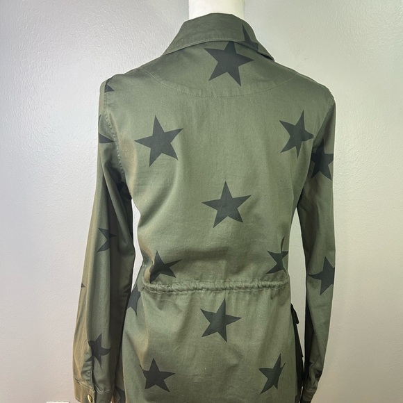 Knox Rose Olive Green Star Print Utility Jacket | Women’s M Military Inspired - Picture 6 of 10